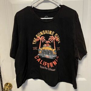 Black Graphic Crop Top California themed